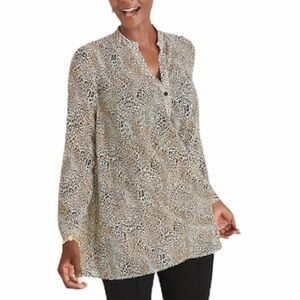 Chico’s Convertible Semi Sheer Cheetah Print Buttoned Shirt 1P